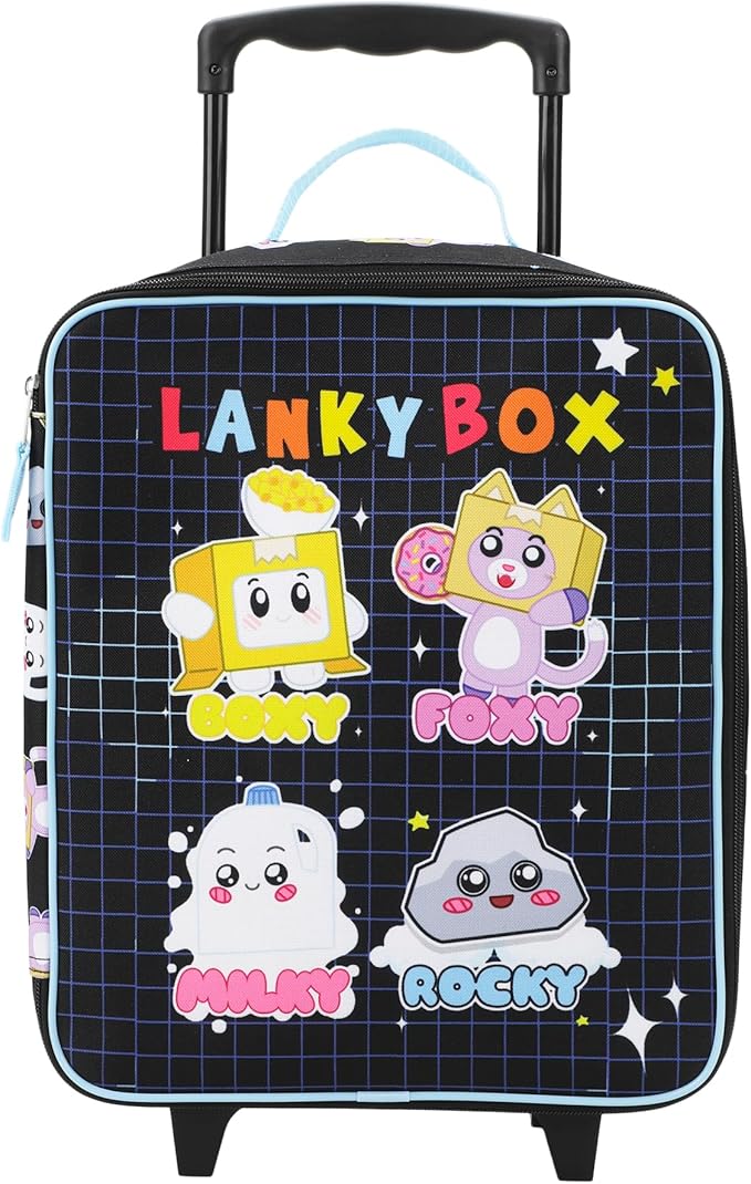 Bioworld LankyBox 4-Piece Kids' Carry On Travel Set - Officially Licensed with 14" Pilot Case, Duffle Bag, Utility Case, and Luggage Tag
