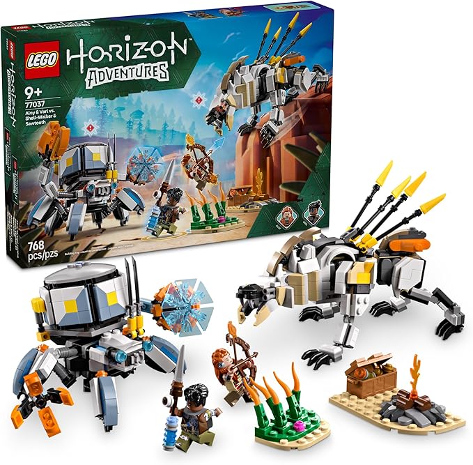 LEGO Horizon Adventures Aloy & Varl vs. Shell-Walker & Sawtooth Kids Toy - Building Toy for Boys & Girls, Ages 9+ - Gaming Gift Idea for Horizon Fans - 77037