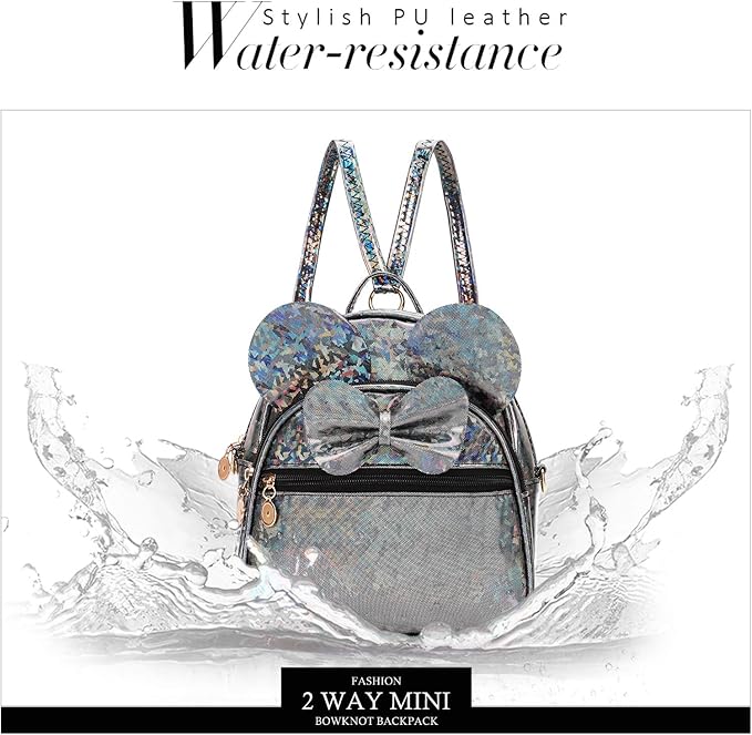 KL928 Girls Mini Backpack Bowknot Polka Dot Cute Small Daypacks Convertible Shoulder Bag Purse for Women