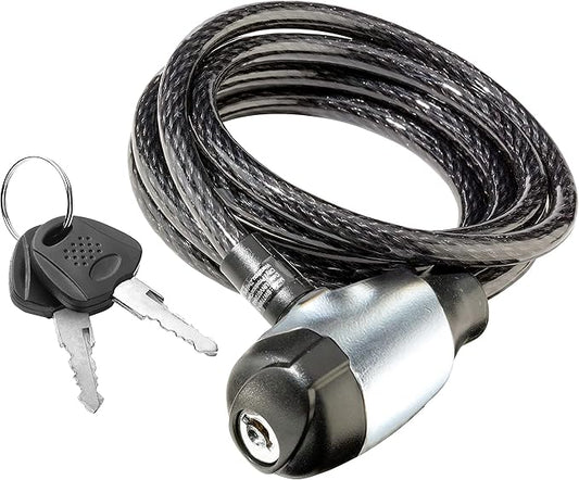 Schwinn Bike Key Lock in Braided Steel Cable, 2 Keys Included, 6 feet x 8mm Anti Theft Bicycle Lock, Security Level 1