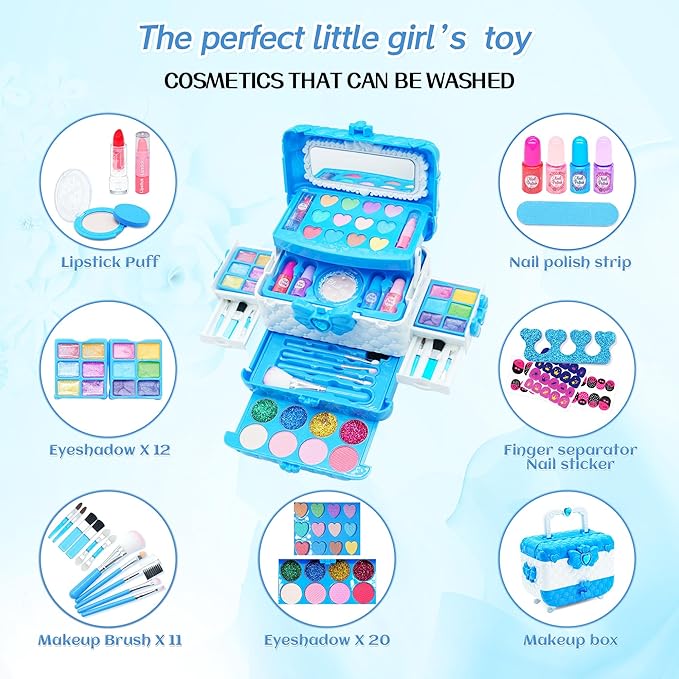 Kids Makeup Sets for Girls - Makeup for Kids 8-12, Maquillaje para Niñas, Play Make Up Kit, Non Toxic Best Toys for Little Girl, Princess Toddler Kid Stuff, Ages 345679 10 Year Old Girl Birthday Gifts