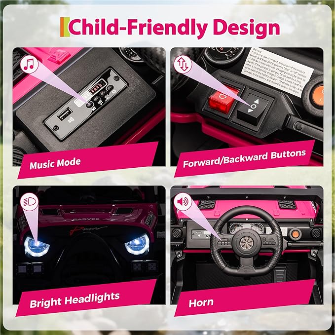 12V Ride On Car for Kids, Ride On Toy w/Parent Remote, Spring Suspension, Bluetooth, Music & Horn, LED Light, 4.1MPH Max Speed, 3 Speeds, Electric Car for Kids Toddlers Age 3-8, Rose Pink