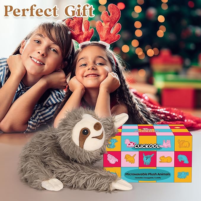 Sloth Stuffed Animals, Microwavable Stuffed Animal Adorable Fluffy Sloth Plush for Warmth & Comfort, Heatable & Coolable Lavender Scent Toy, Cute Soft Plushie Gifts for Kids Adult & Children Boy Girls