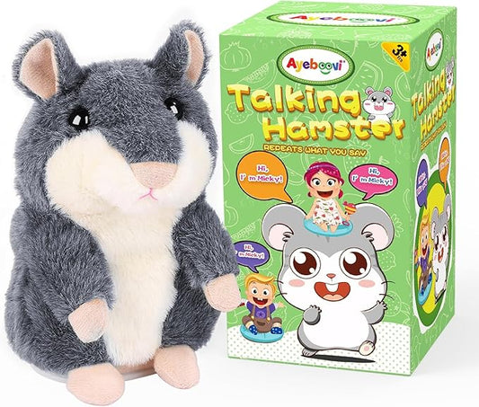 Ayeboovi Kids Toys Talking Hamster Repeats What You Say, Stuffed Animals for Toddler Kid Birthday Gift, Fun Interactive Plush Autism Toy for 3 4 5 Years Old Boys Girls