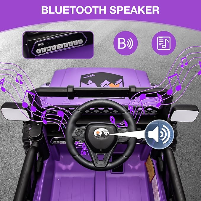 Ride On Truck Car 12V, Electric Vehicle w/Remote Control, 3 Speeds, LED Lights, Music, Spring Suspension, Ride on Car for Kids