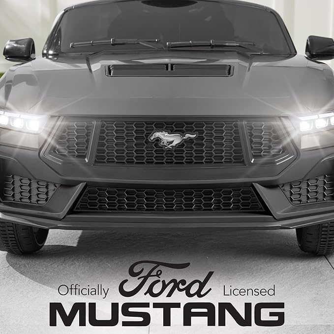 Best Choice Products Kids 12V Electric Ride On Car Officially Licensed Ford Mustang w/Parent Control, LED Lights, 2 Speeds, Bluetooth - Gray