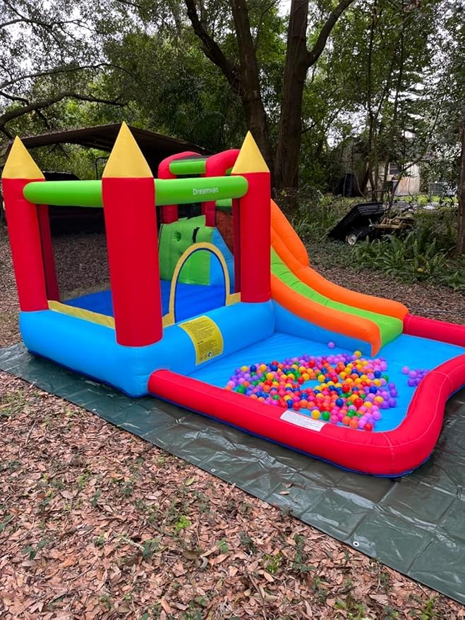 AKEYDIY Inflatable Bounce House for Kid 3-12 Gifts |13 x 12ft Kids Bounce Castle Jump 'n Slide, Rocket Bouncer W/Long Slide,Climb&Jump All-in-one Bounce House for Indoor Outdoor Party