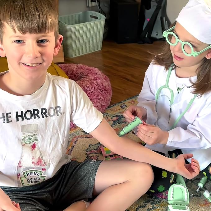 Durable Doctor Kit for Kids, 27 Pcs Deluxe Pretend Play Medical Kit Toy with Real Stethoscope, Doctor Kit for Toddlers Boys Girls Christmas Birthday Gift (Green)