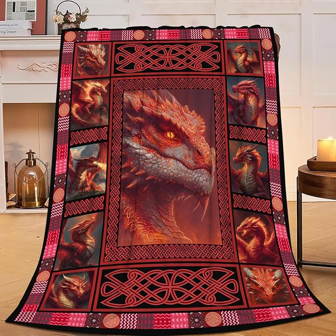 Dragon Throw Blanket Dragon Stuff Gifts for Kids Girls Boys Adults Women Men Soft Cozy Warm Plush Fluffy Fuzzy Fleece Blanket Decor 40''X50''