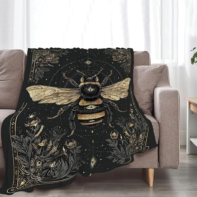 Bee Blanket Bumblebee Animal Throw Blankets Gifts for Girls Boys Kids Bee Lover Soft Cozy Fleece Plush for Couch Sofa Bed 80"x60"