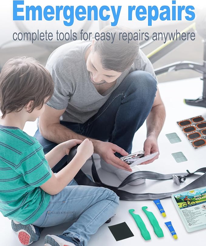 Bike Tire Repair Kit, Bicycle Tire Repair Kit with High-Strength Bike Tire Levers, Bike Tire Patch and Tire Repair Glue, Bike Tube Patch Kit for Mountain and Road Bikes