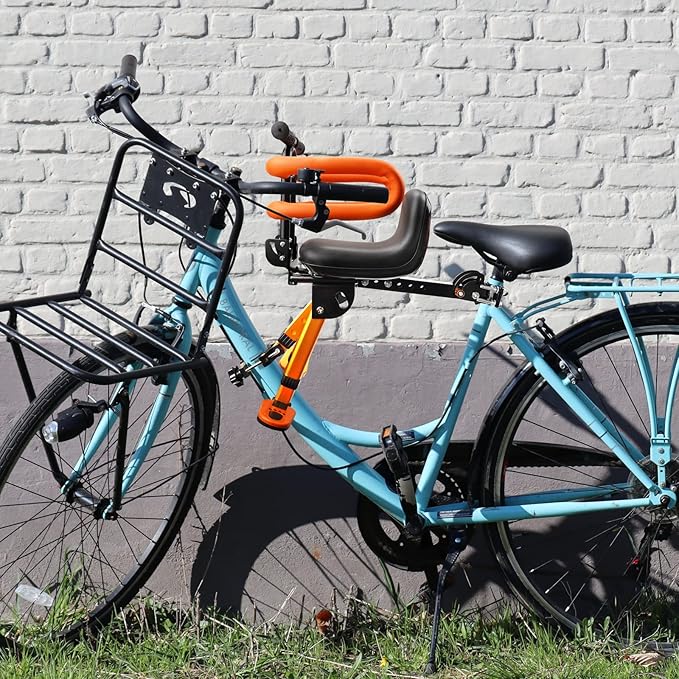 Child Bike Seat - Front Mount, Kids Bike Seat for Adult Bike,Retractable Baby Bike Seat Front Mounted, Toddler Bike Seat for Children 2~6 Years