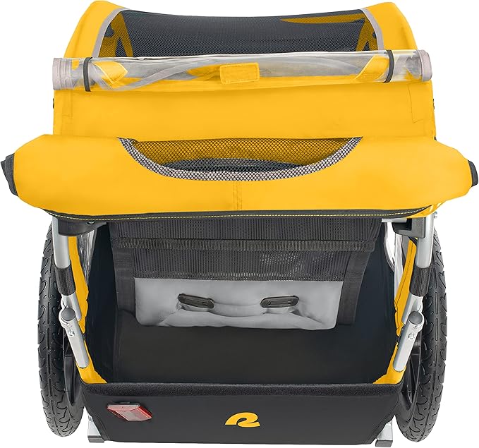 Single & Double Passenger Children’s Foldable/Collapsible Tow Behind Bike Trailer with 16" Wheels, Safety Reflectors & Rear Storage Compartment