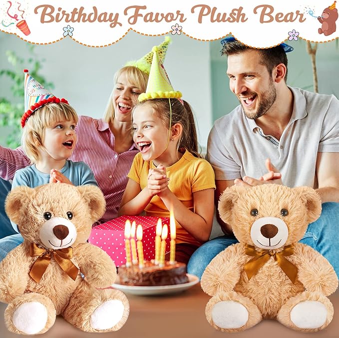 HyDren 9 Pcs 14 Inch Stuffed Animals Bears Bulk Soft Animal Plush Toys Bears Cute Dolls Gift for Valentine Wedding Mom Christmas Baby Shower Birthday Gift Home Decor(Light Brown)