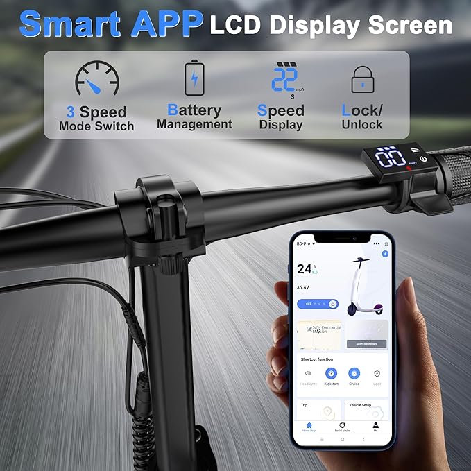 WERHY Electric Scooter, 500W Motor, 14'' Tires, Top Speed 22 mph, Max 27/49 Miles Ranges, Foldable E-Scooter with Suspension, Digital Display, Cruise Control,Rear Seat Box/Basket