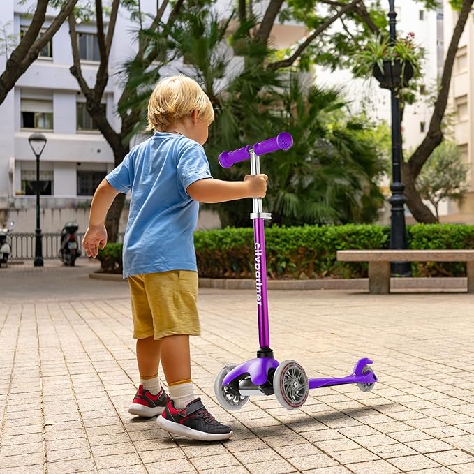 Kids Scooter, Children and Toddler 3 Wheel Kick Scooter for Boys & Girls Ages 2-5, LED Lighted Wheels and 3 Adjustable Height Handlebars, Lean-to-Steer