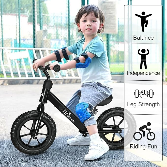 Toddler Balance Bike 12” No Pedal Training Bicycle for Kids 24 Months to 5 Years Tool-Free Adjustments Seat and Handlebar Best Gift for 2 3 4 5 Boys Girls