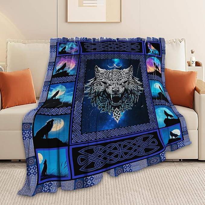 Wolf Throw Blanket Wolf Stuff Gifts for Kids Girls Boys Adults Women Men Soft Cozy Warm Plush Fluffy Fuzzy Fleece Blanket Decor 50''X60''