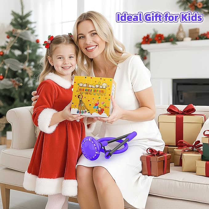 Ankle Skip Ball for Kids, Foldable Skip Ball with Colorful Flash Wheel, Indoor & Outside Game Toys, Christmas Birthday Gifts Toys for Girls and Boys Age 4 5 6 7 8 9 10 Years Old