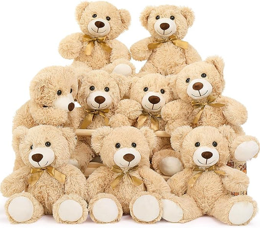 MaoGoLan 9 Pack Teddy Bears Bulk for Baby Shower, 14" Small Teddy Bear Plush Toy, Cute Stuffed Bears Bulk for Kids Girlfriend, Wholesale Small Bear for Wedding,Birthday,Christmas, Party Decorations