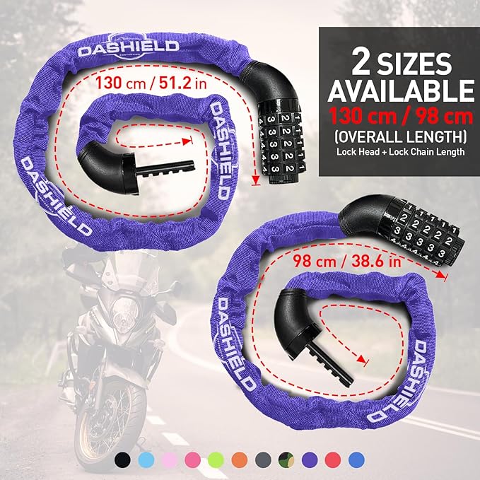 Bike Chain Lock Security 5 Digit Resettable Combination, 38.6 inches Heavy Duty Anti Theft Lock Chain for Bicycle, Motocycle, Scooter, Gate, Fence (Purple, 3.2ft)