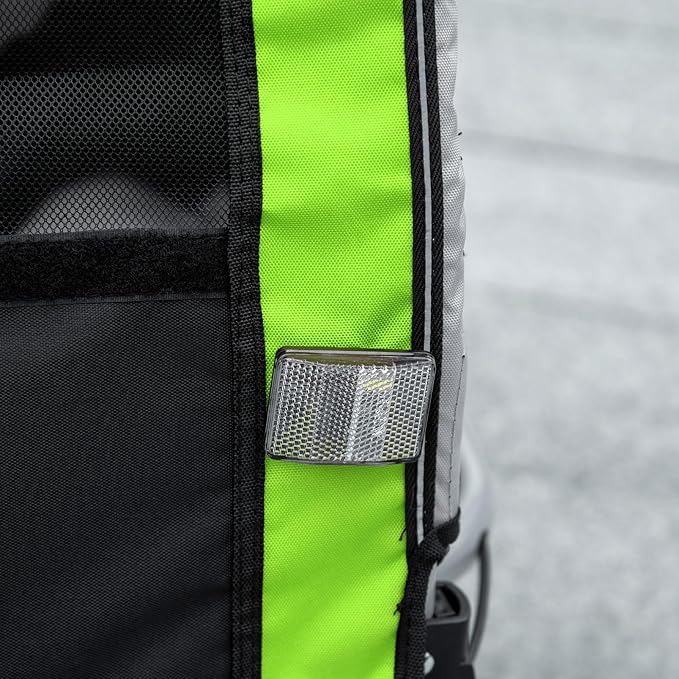 Aosom 3-in-1 Walk/Jog/Ride Child Baby Bike Trailer for Kids 2 Seater, High-Visibility Bike Stroller for Toddler Wagon, Weather-Strong Double Bicycle Trailer Accessory for Kids