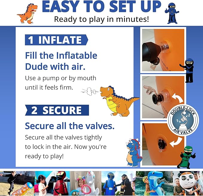 INFLATABLE DUDES Ninja Toy 47 Inches -Kids Punching Bag | Already Filled with Sand| Bop Bag | Inflatable Bopper | Boxing | Ninja Birthday Party | Party Decorations | Punching Bag for Kids- (Nobi)