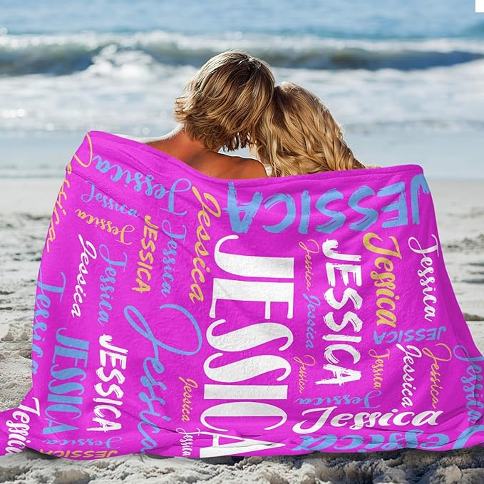 Dr.TOUGH Personalized Name Blanket Personalized Blanket for Adult Kids Flannel Customized Personalized Blankets and Throws