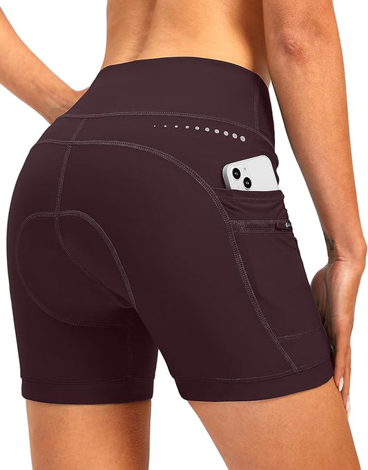 Women's 4D Padded Bike Shorts 5"/7" Riding Underwear Cycling Bicycle Road Biking Cycle Shorts for Women Zipper Pockets