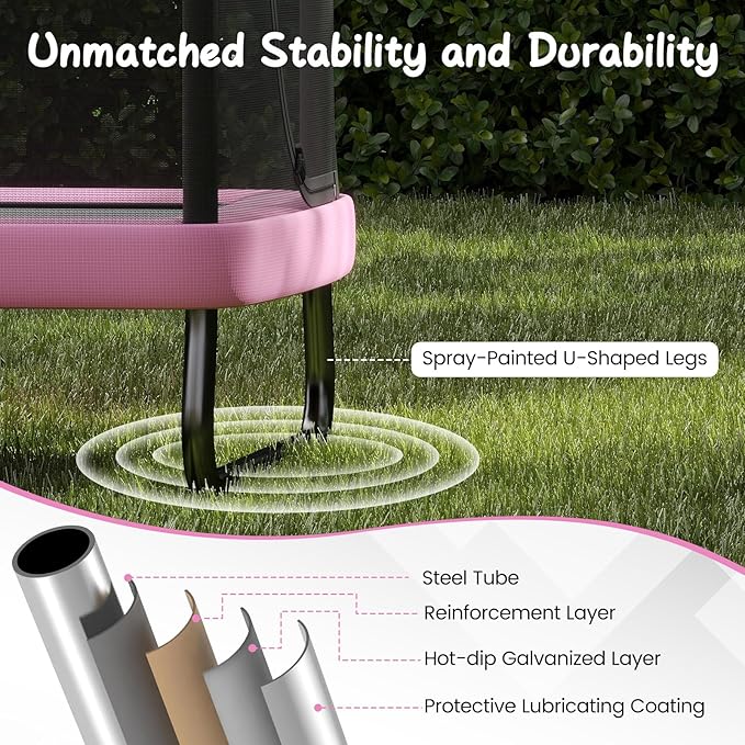 Goplus 6 x 4 FT Rectangle Kids Trampoline, Indoor Outdoor Recreational Trampoline with Swing, Gymnastics Bar & Safety Enclosure Net, ASTM Compliant Gift for Children Boys Girls