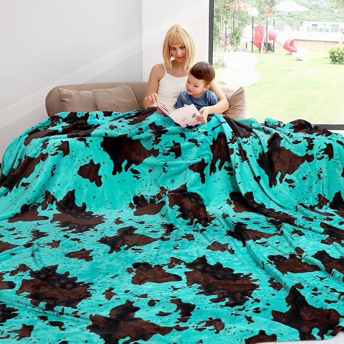 Oversized King Size Fleece Blanket Turquosie 90"x108" Lightweight Soft Cozy Teal Blue Decorative Flannel King Blanket for Bed Couch All Seasons