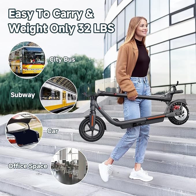 TST Electric Scooter for Adult, Up to 19 MPH and 20 Miles Long Range E Scooter, 8.5"/10" Solid and Pneumatic Tire, Portable Folding EScooter with Dual Brakes, Commuting Escooter App Control
