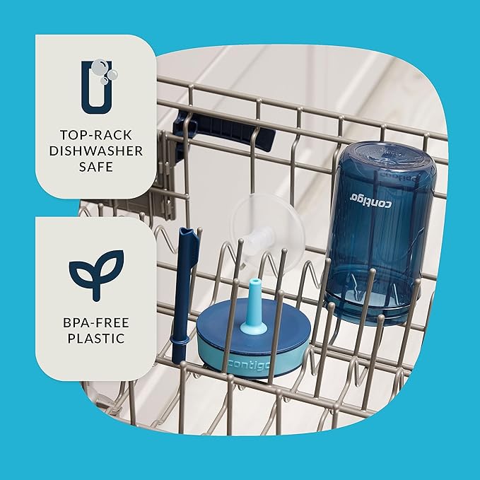 Contigo Kids’ Leighton Straw Tumbler with Spill-Proof Leak-Proof Lid 14oz Blueberry/Blue Raspberry