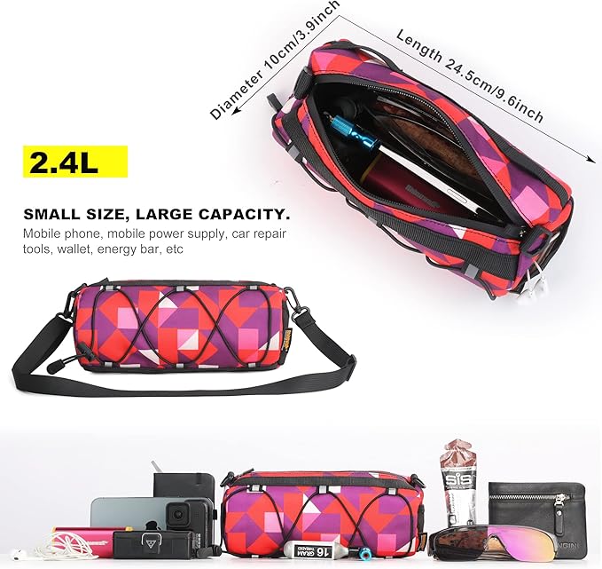 Rhinowalk Bike Handlebar Bag, Bicycle Front Bag Shoulder Bag Storage Bag with Shoulder Strap for Road Mountain Bike Cycling Travel