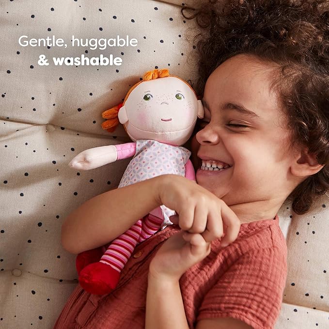 HABA Snug-up Roya – Soft Baby Doll with Red Hair, Removable Dress & Embroidered Face, Washable First Baby Doll