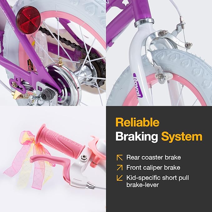 RoyalBaby Girls Bike Classic & EZ Kids Bike, Balance and Pedal Bicycle, 12 14 16 18 20 Inch Toddlers to Big Kids 3-10 Years