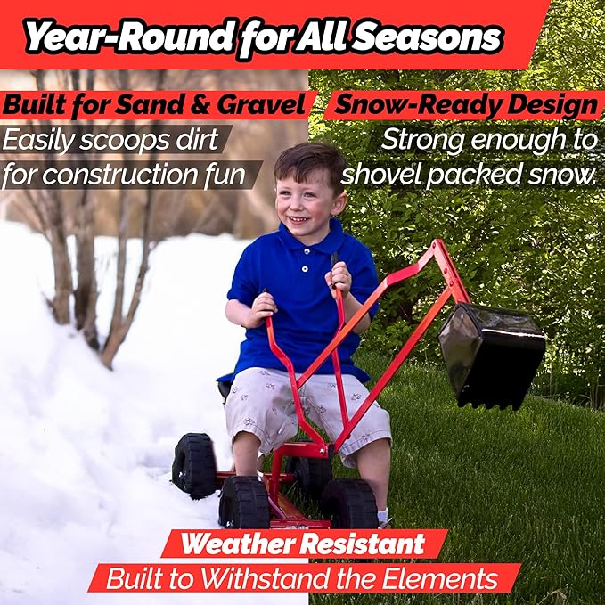 WONKAWOO Monster Wheel Sand Digger 360° Rotation Metal Crane Excavator Backhoe Ride On Toy