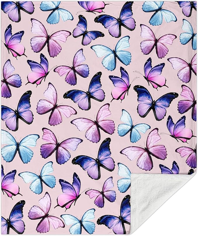 Butterfly Blanket Beautiful Butterfly Throw Blanket Ultra Soft Flannel Butterflies Blanket Gifts for Kids Adults 60"X50"