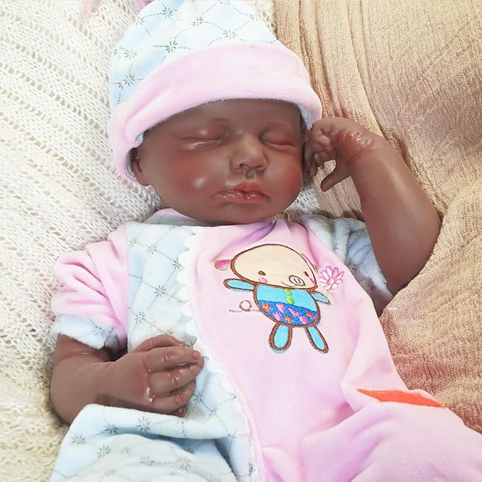 18.9 in Full Silicone Reborn Baby Dolls, 1:1 Lifelike Newborn Dolls Non Vinyl Realistic Reborn Toddler Dolls Boy Washable Sleeping Doll