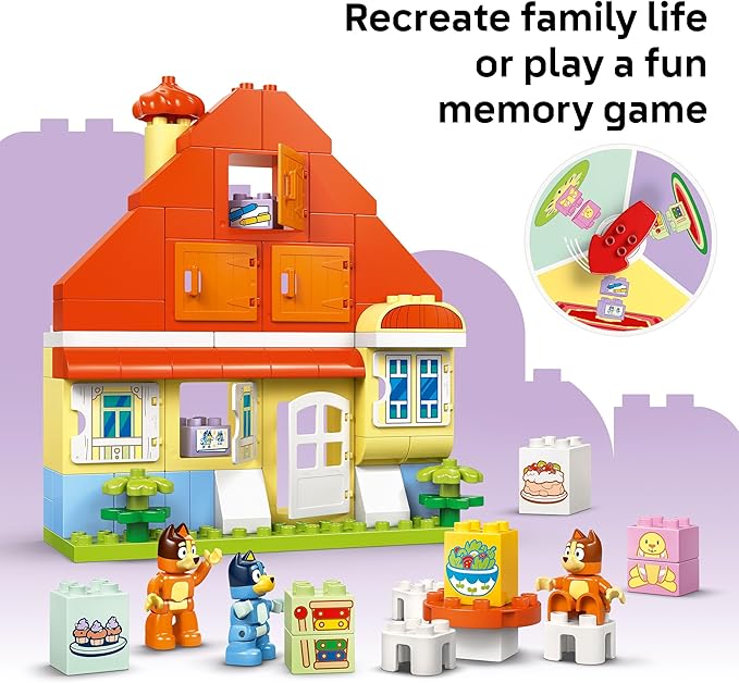 LEGO DUPLO Bluey: Bluey’s Family House with Memory Game - Toddler Toy for Kids Ages 3+ - Memory Game Playset Includes Bluey Figure - Preschool Toy Gift Idea for 3 Year Old Girls and Boys - 10459