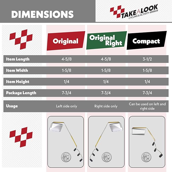 Take A Look Active Original Activity Mirror for Sunglasses, Bike Helmets, Visors for Cycling and Outdoor Activities with Helmet Adapter