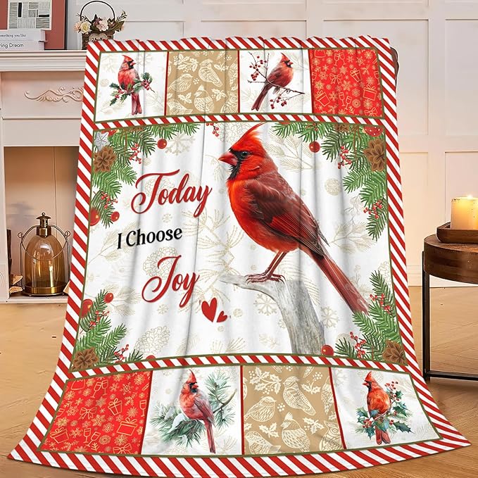 Cardinal Blanket Cardinal Throw Blanket Gifts for Bird Lover Kids Girls Boys Adults Women Men Super Soft Cozy Plush Fluffy Fuzzy Fleece Blanket Decor 50''X60''