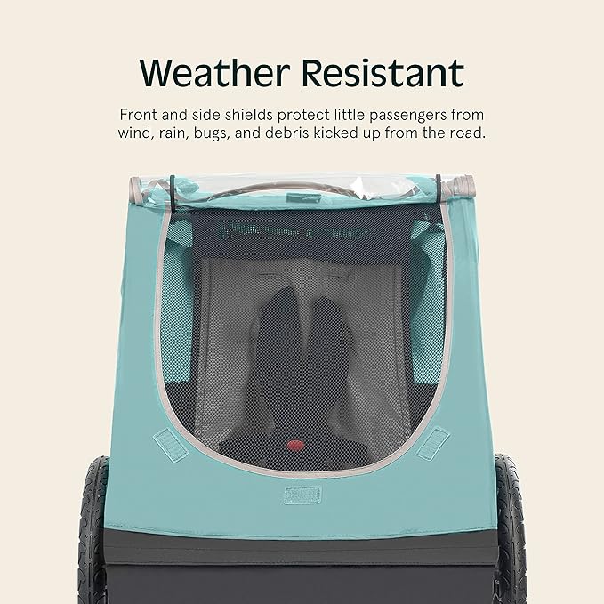 Single & Double Passenger Children’s Foldable/Collapsible Tow Behind Bike Trailer with 16" Wheels, Safety Reflectors & Rear Storage Compartment