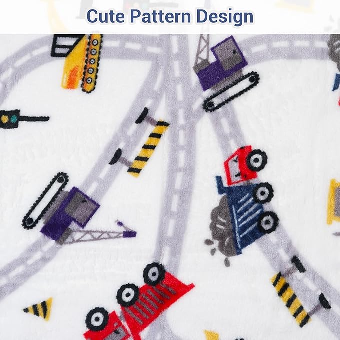 Viviland Kids Truck Print Blanket, Soft Warm Lightweight Plush Fleece Throw for Sofa, Chair, Couch, Bed - 50" x 60"