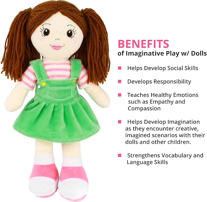 Playtime by Eimmie 14" Soft Baby Doll for Girls (Allie) - Plush Rag Doll for Toddlers & Infants, Washable Stuffed Toy with Sensory Fabric Body - Great for Baby Showers, Birthdays & Special Occasions