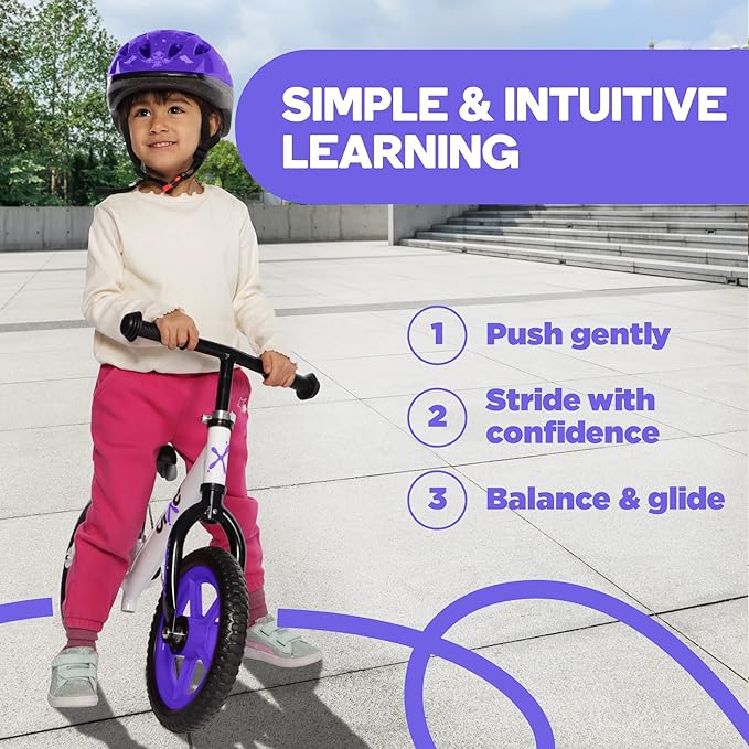 Purple (4LBS) Aluminum Balance Bike for Kids and Toddlers - 12" No Pedal Sport Training Bicycle for Children Ages 3,4,5,6.