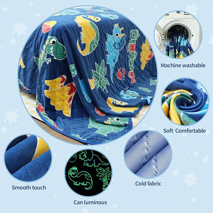 Cooling Blanket for Hot Sleepers,Glow in The Dark Dinosaur Blanket Girls Toys for 1-10 Year Old Boys Girls Gifts,Q-Max>0.4 Arc-Chill Cooling Fiber,Dino Soft Summer Blankets for Boys Girl,50x60In