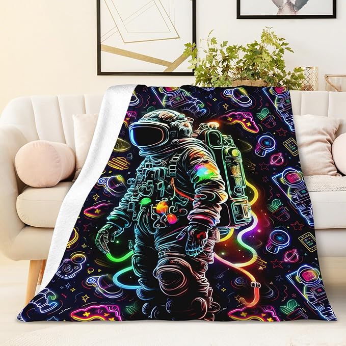 Astronaut Blanket for Kids Boys Blanket Gift for Son Grandson, Cool Warm Cozy 60 x 50 Inches Throw for Bedroom Bed Sofa Camping
