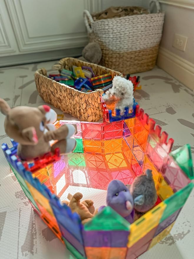 Coodoo 60 PCS Magnetic Building Tiles Kids Toys STEM Magnetic Blocks Sensory Toys Kids Games Magnet Building Toy for Boys and Girls Aged 3+, Kid Brain Development Preschool Kindergarten Toddler Toy