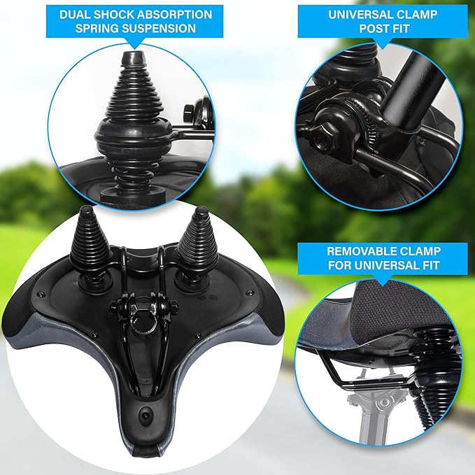 X WING New-Age Noseless Bike Seat Cushion for Men & Women - Extra Padding & Wide - Suitable for City, Electric, Stationary Bikes - Compatible with Peloton Bikes – Wide Winged Bike Seat with Cushion